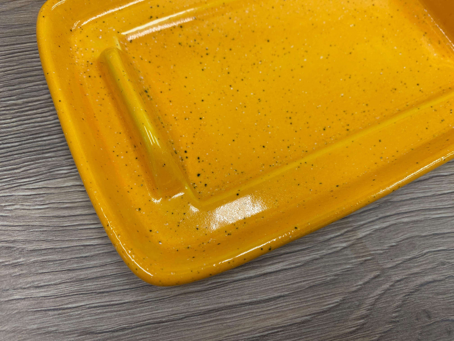 stoneware yellow butter dish