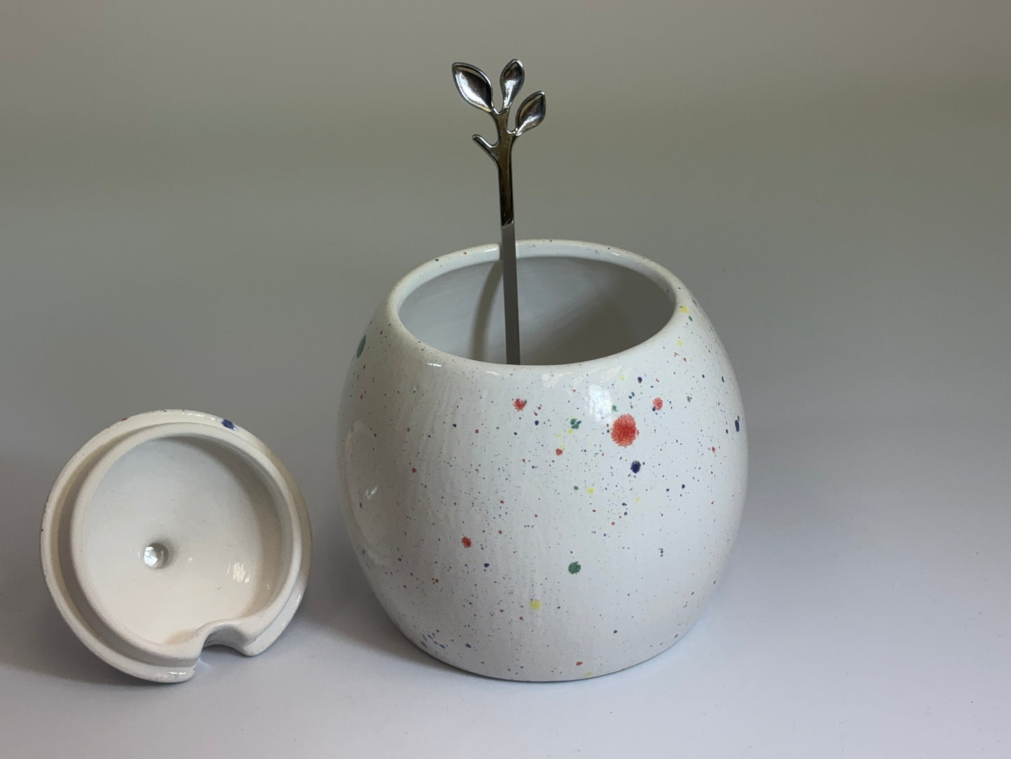 Sugar Bowl with Lid and Spoon in a Celebration Glaze