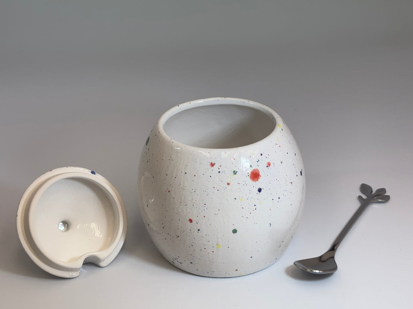 Sugar Bowl with Lid and Spoon in a Celebration Glaze