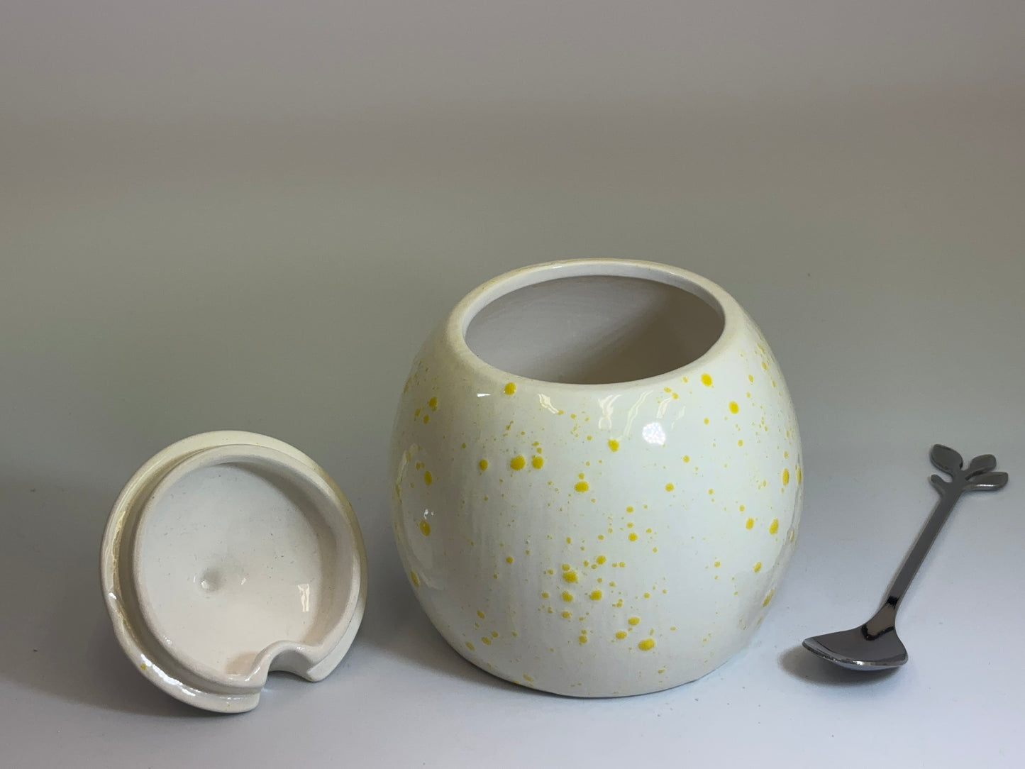 Sugar Bowl White with Yellow Spots