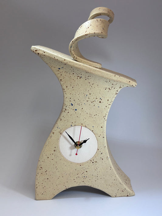 Ceramic Mantel Clock - Oatmeal Speckle