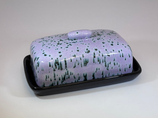 Butter Dish with Purple Speckle Glaze