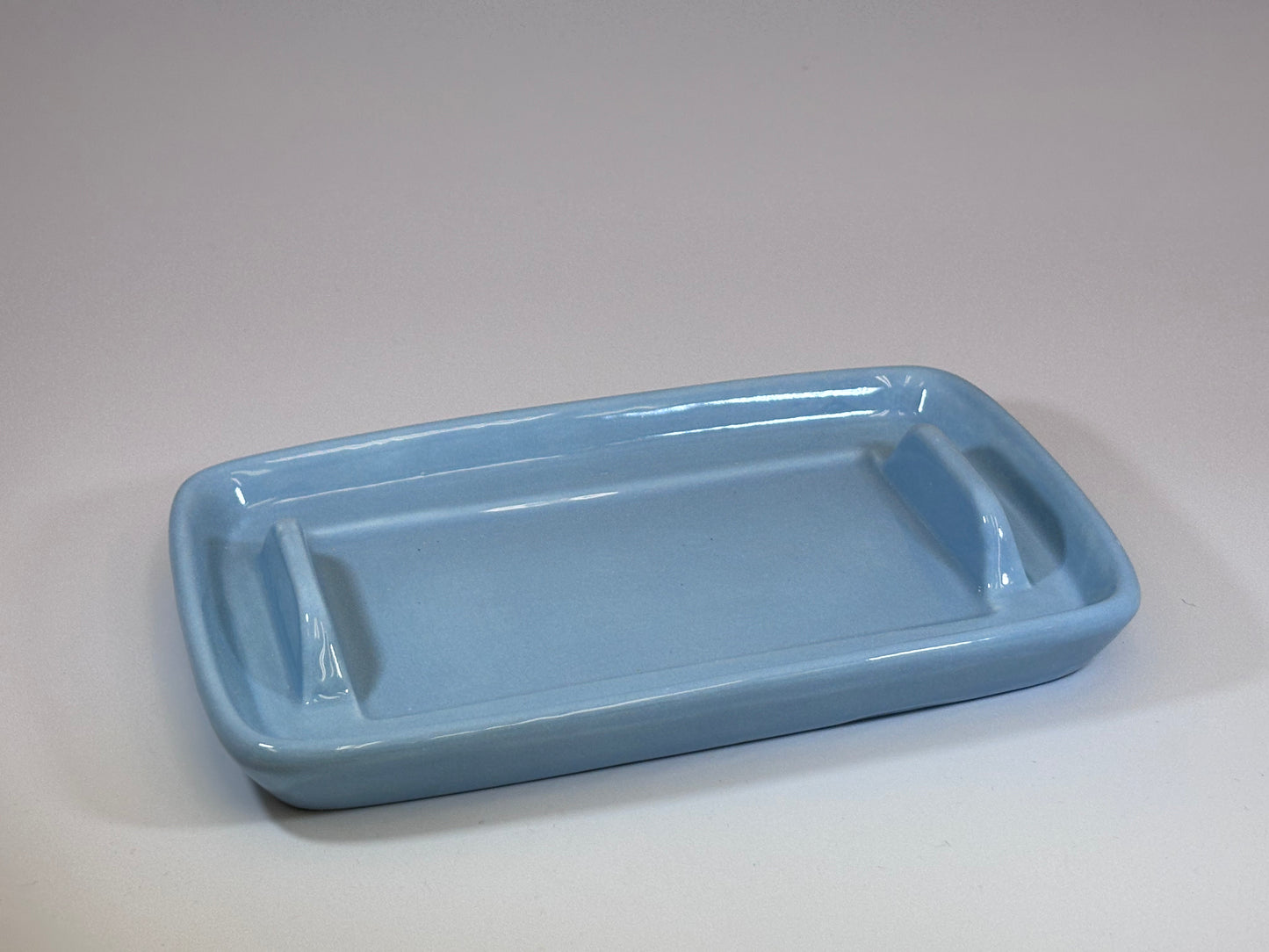 Pottery Butter Dish with Ice Blue Glaze