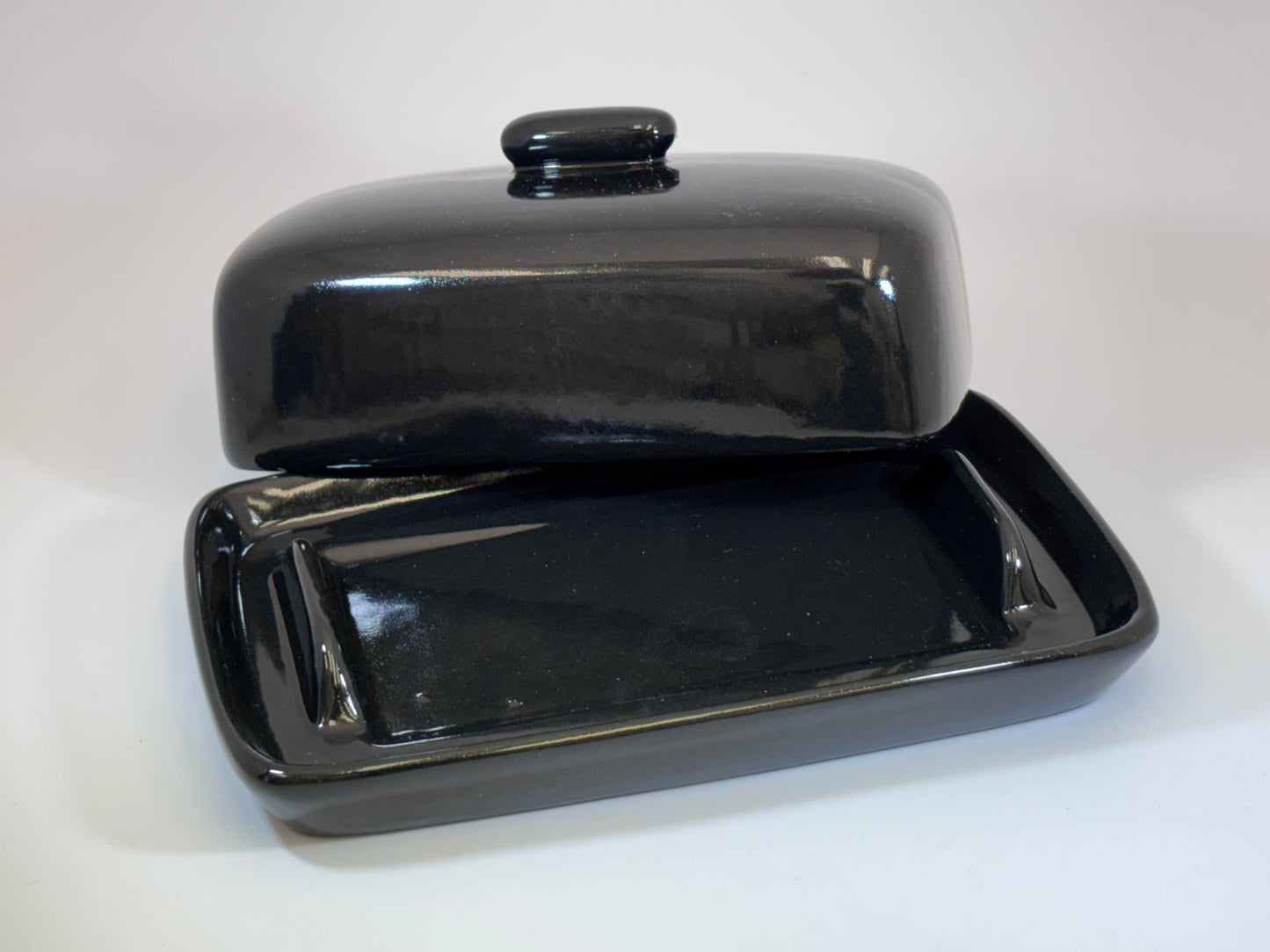 Butter Dish with Jet Black Glaze