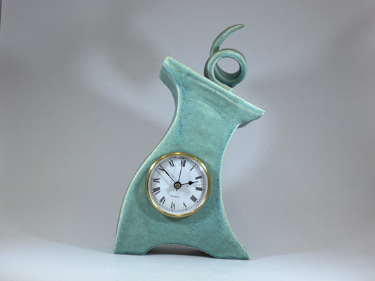 Ceramic Mantel Clock with Enclosed Face - Cornish Copper
