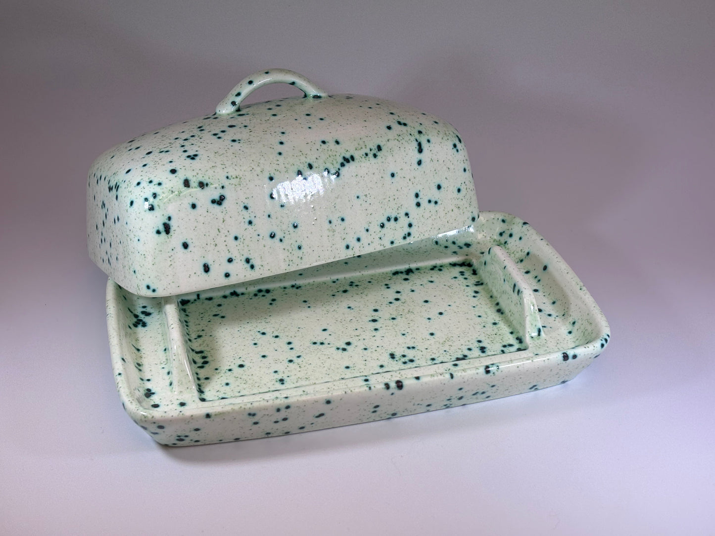 Speckled Green Butter Dish