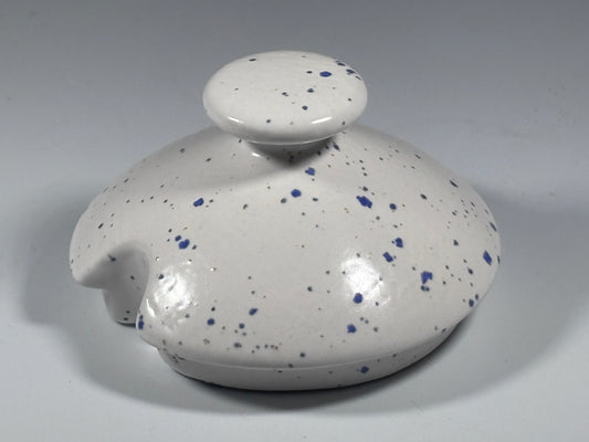 Light Speckled Blue Sugar Bowl Lid and Spoon