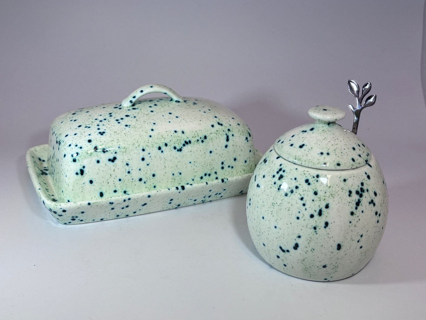 Speckled Green Butter Dish