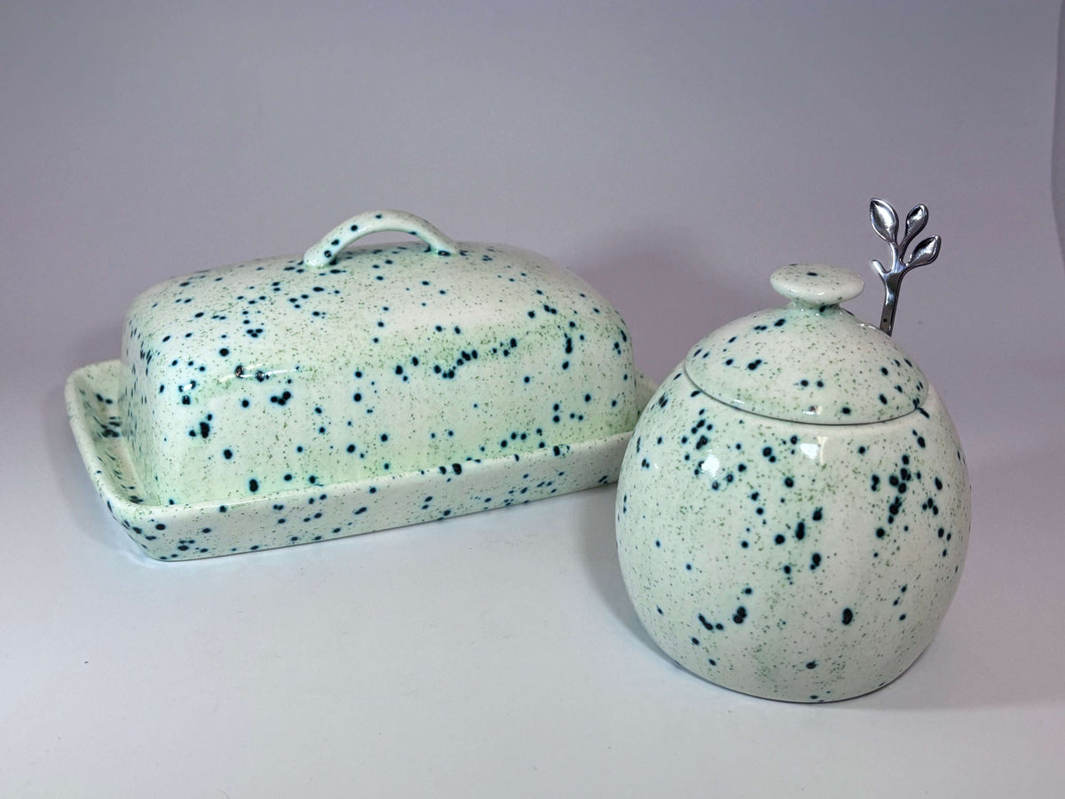 Speckled Green Butter Dish