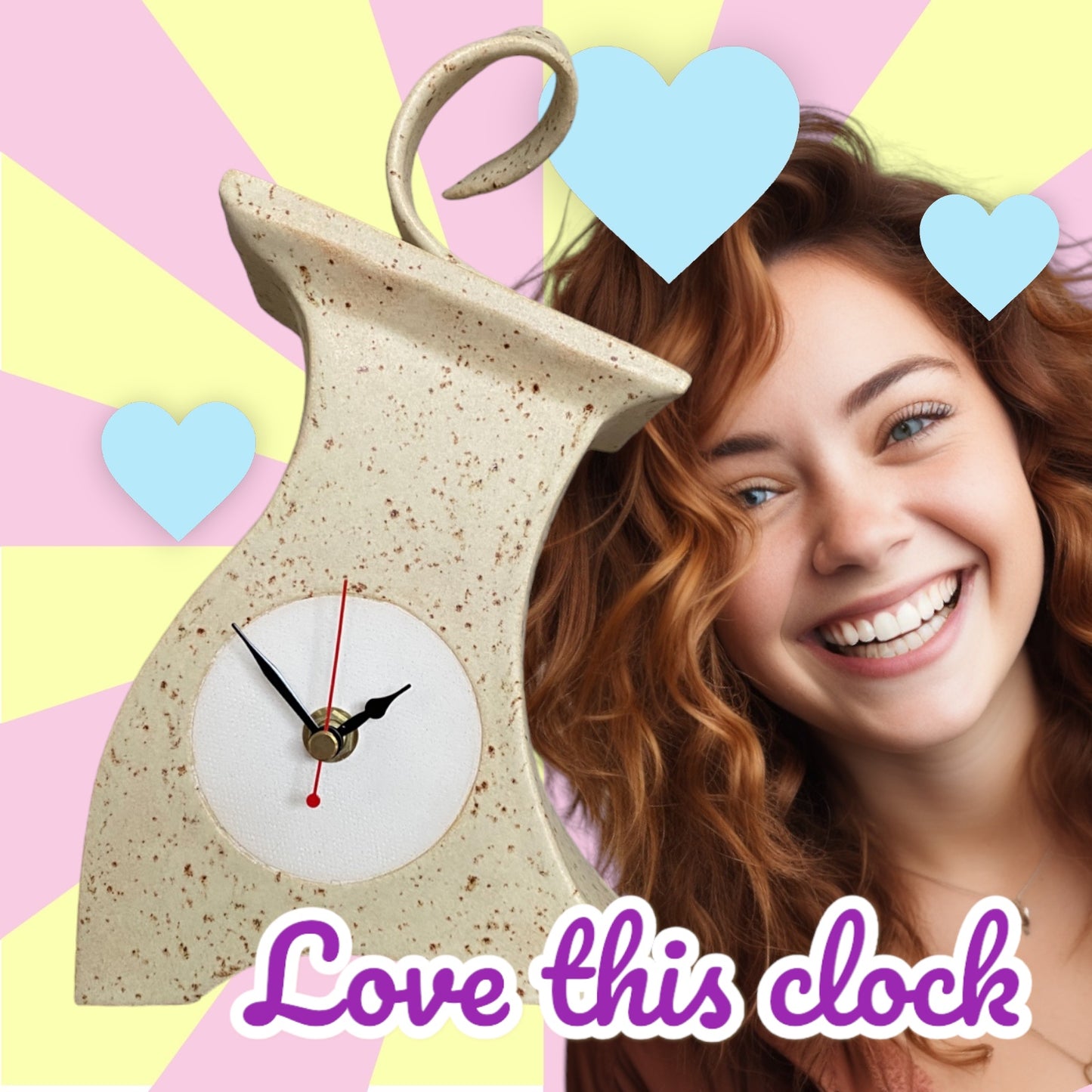 Wonky Ceramic Mantel Clock - Oatmeal Speckle