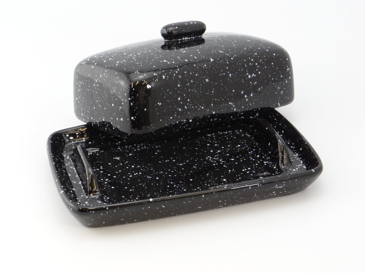 Handmade Ceramic Speckled Black Butter Dish Peter Bowen Art