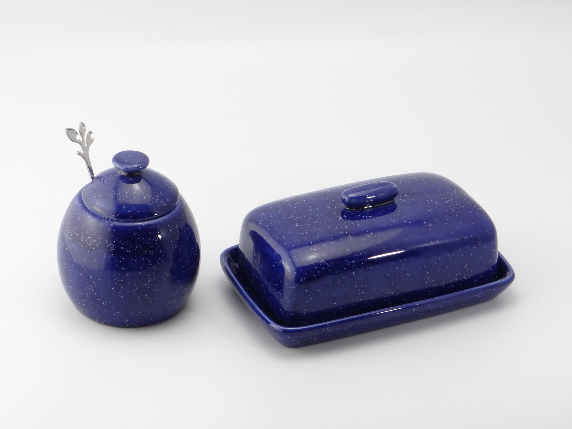 Butter Dish and Sugar Bowl Set Night Sky Glaze - PeterBowenArt