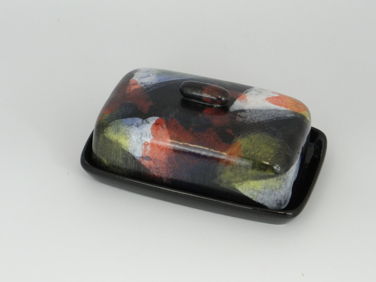 Butter Dish, Abstract Glaze