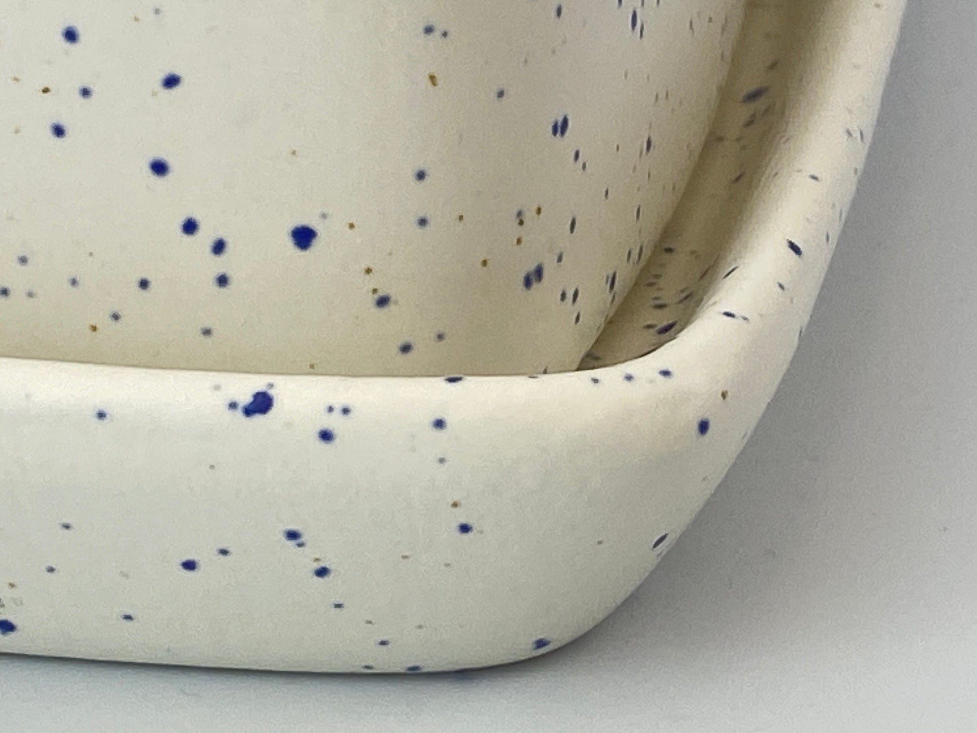 Handmade Butter Dish - Light Speckled Blue Glaze - PeterBowenArt