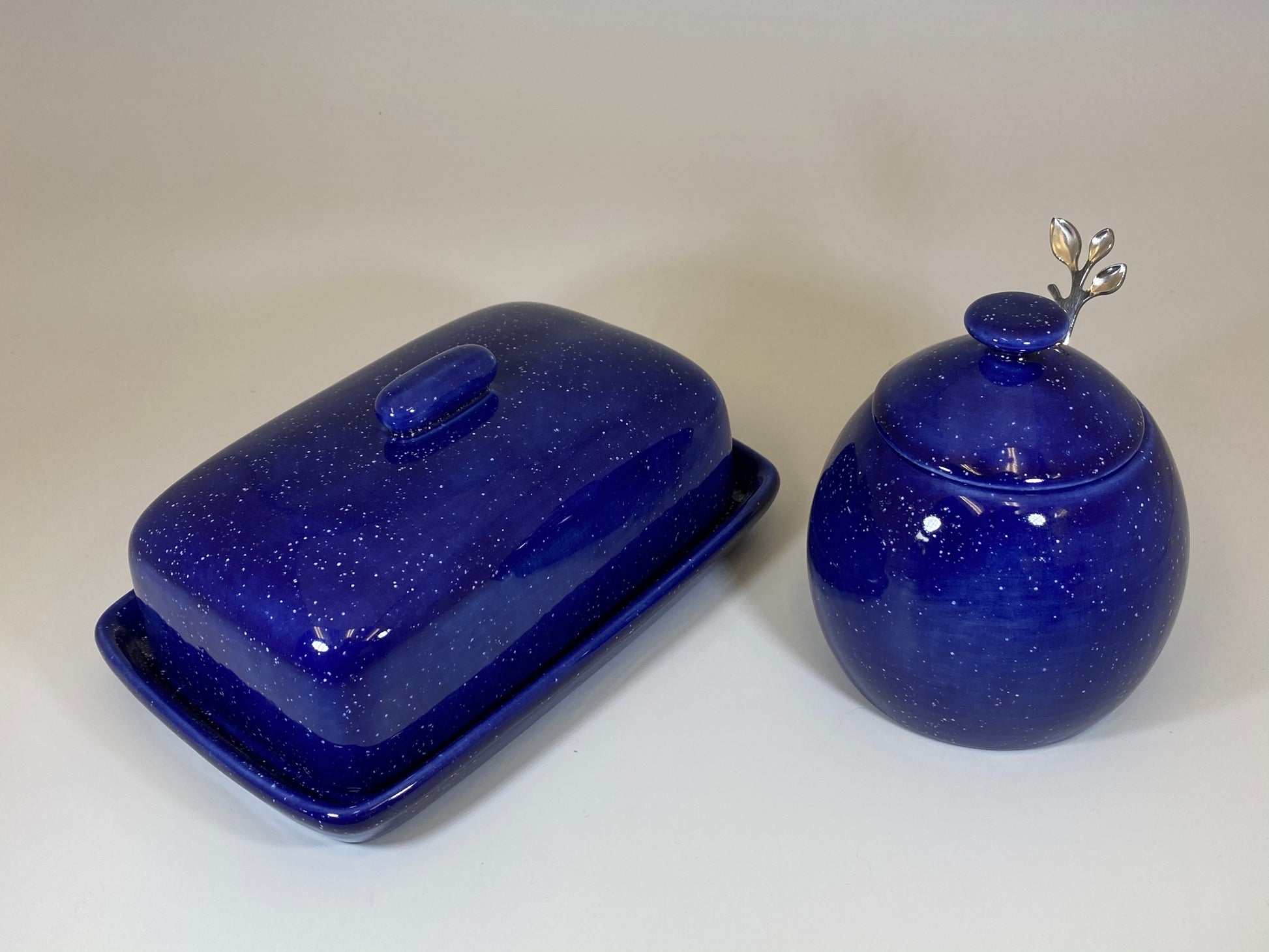 Butter Dish and Sugar Bowl Set Night Sky Glaze - PeterBowenArt