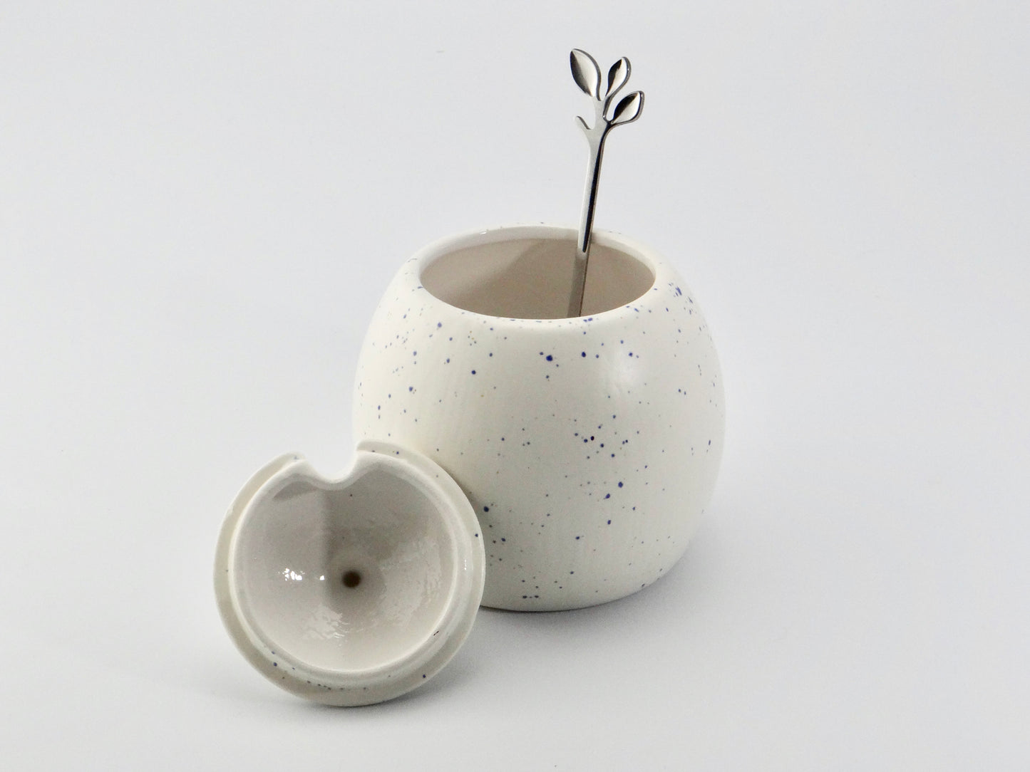 Butter Dish and Sugar Bowl Set - Light Blue Speckled Glaze - PeterBowenArt