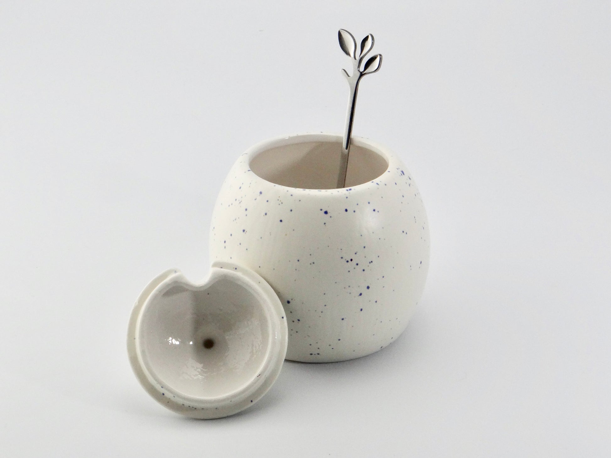 Butter Dish and Sugar Bowl Set - Light Blue Speckled Glaze - PeterBowenArt