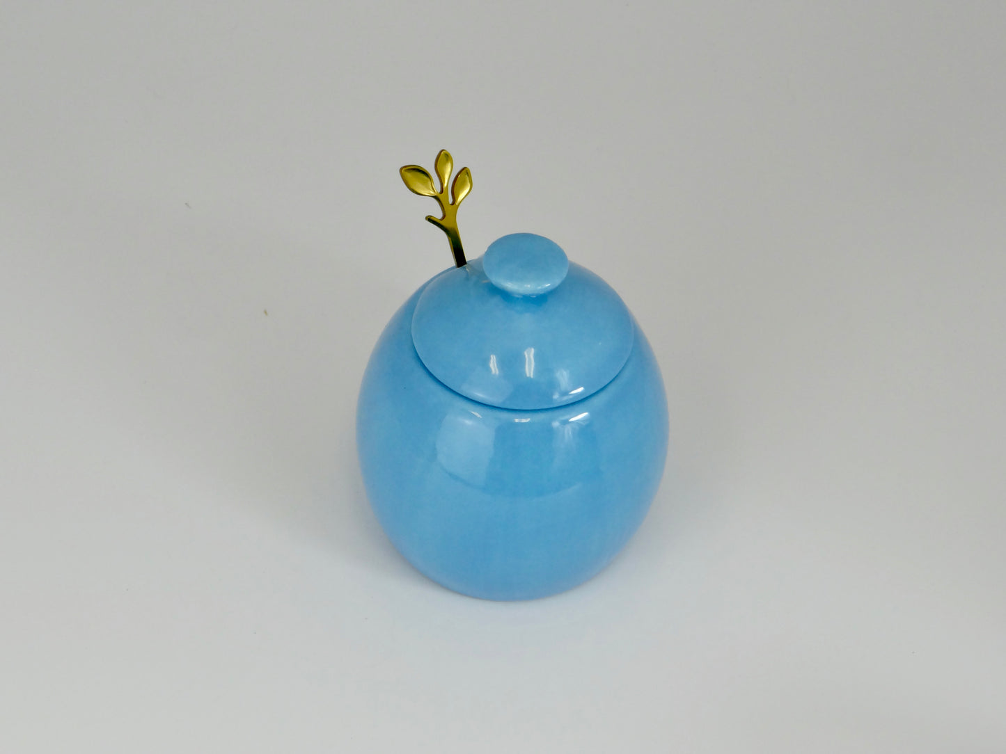 Sugar Bowl, Sky Blue Glaze, Peter Bowen Art