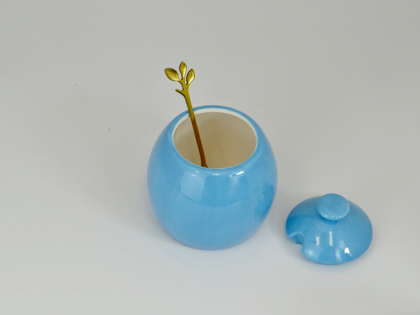 Sugar Bowl, Sky Blue Glaze, Peter Bowen Art