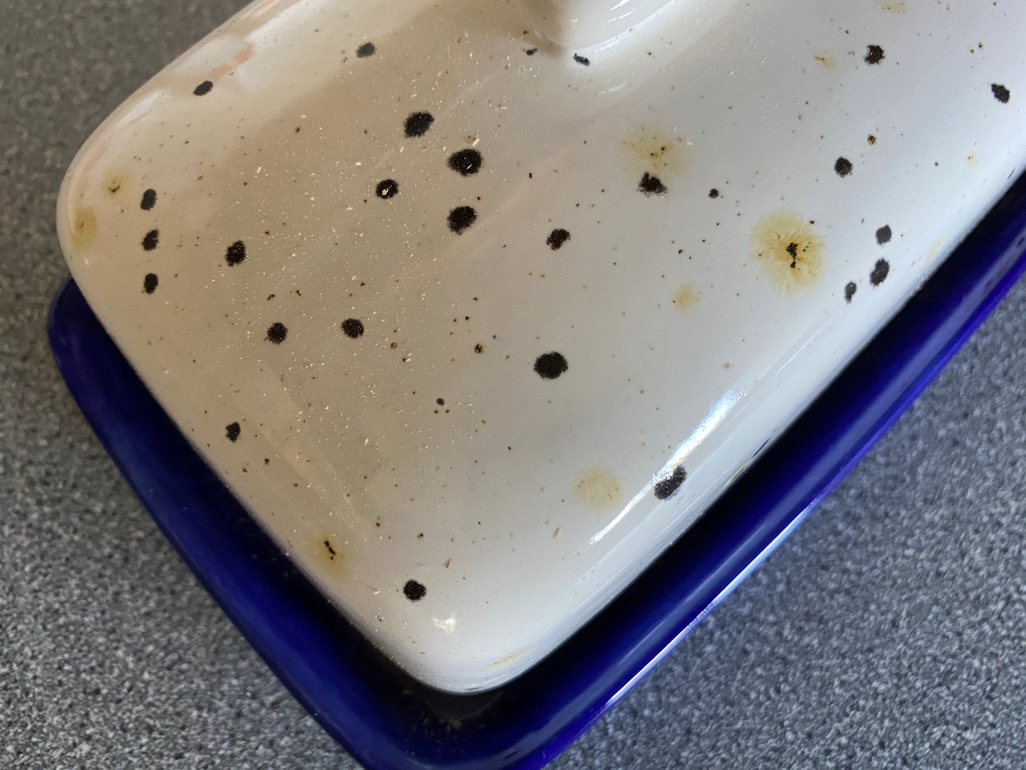 Handmade Butter Dish with Confetti Glaze - PeterBowenArt