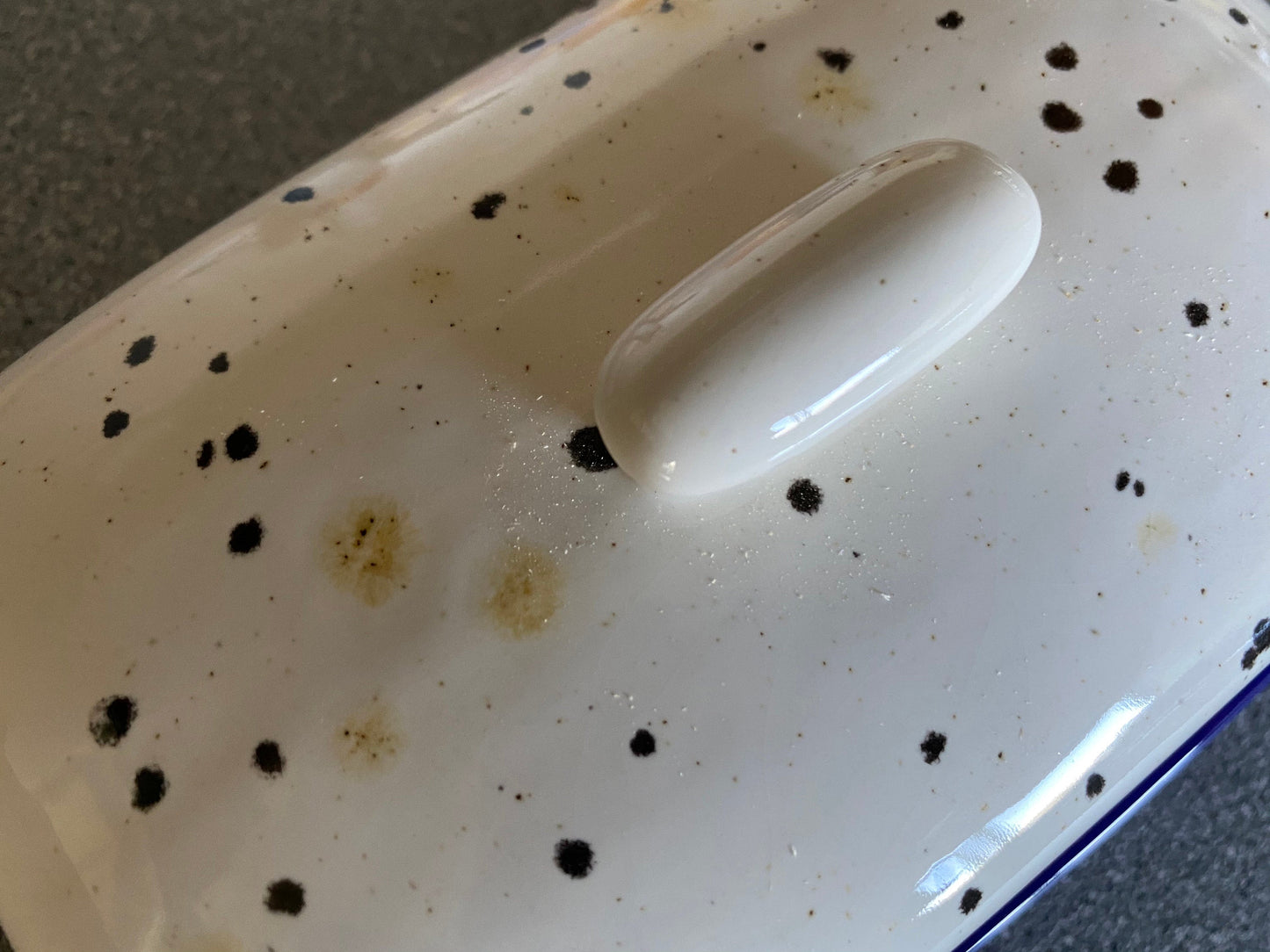 Handmade Butter Dish with Confetti Glaze - PeterBowenArt