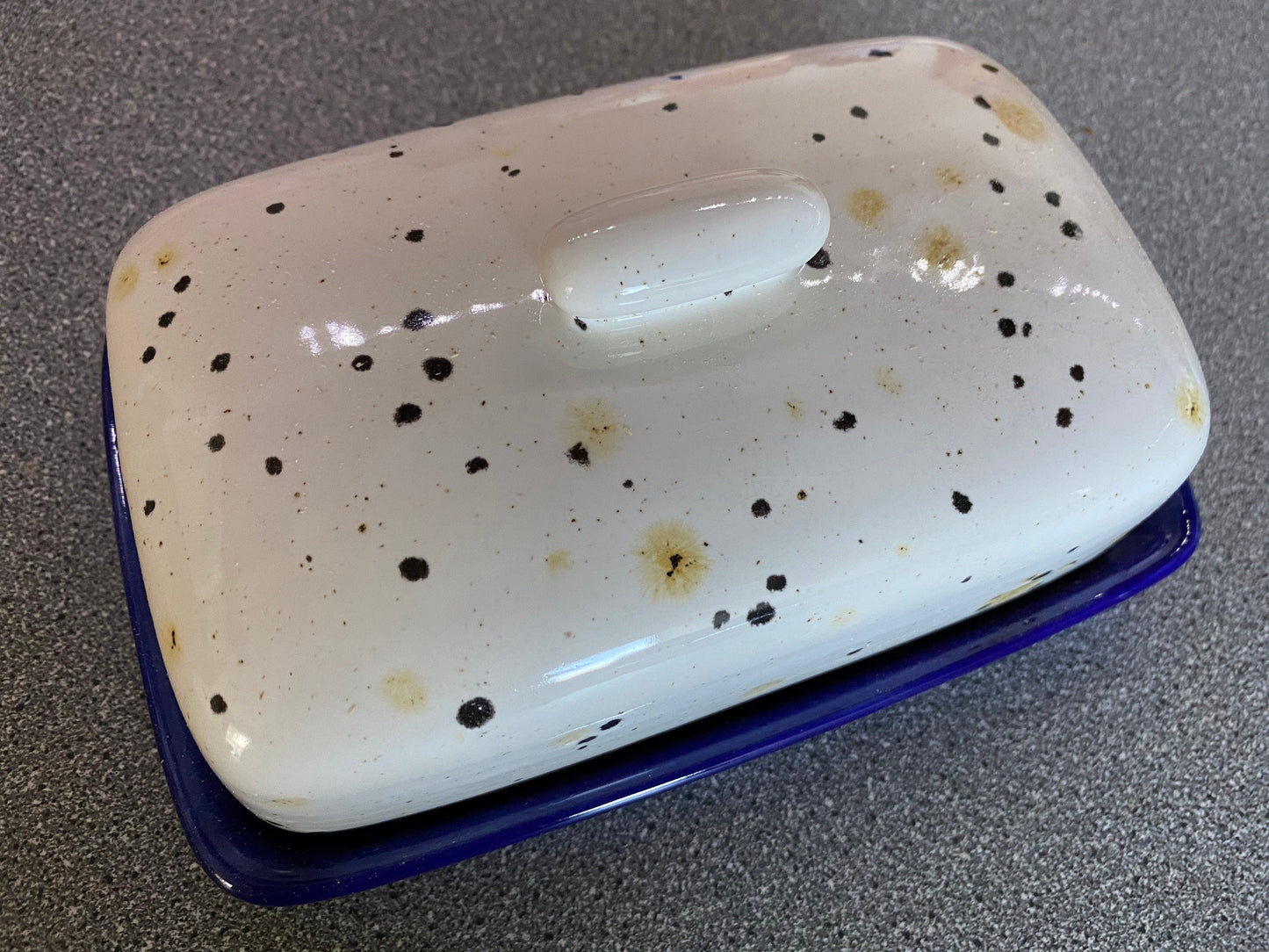 Handmade Butter Dish with Confetti Glaze - PeterBowenArt