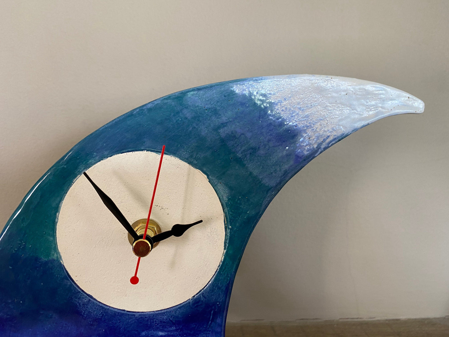 Tabletop Clock, Wave Handmade Ceramic Design