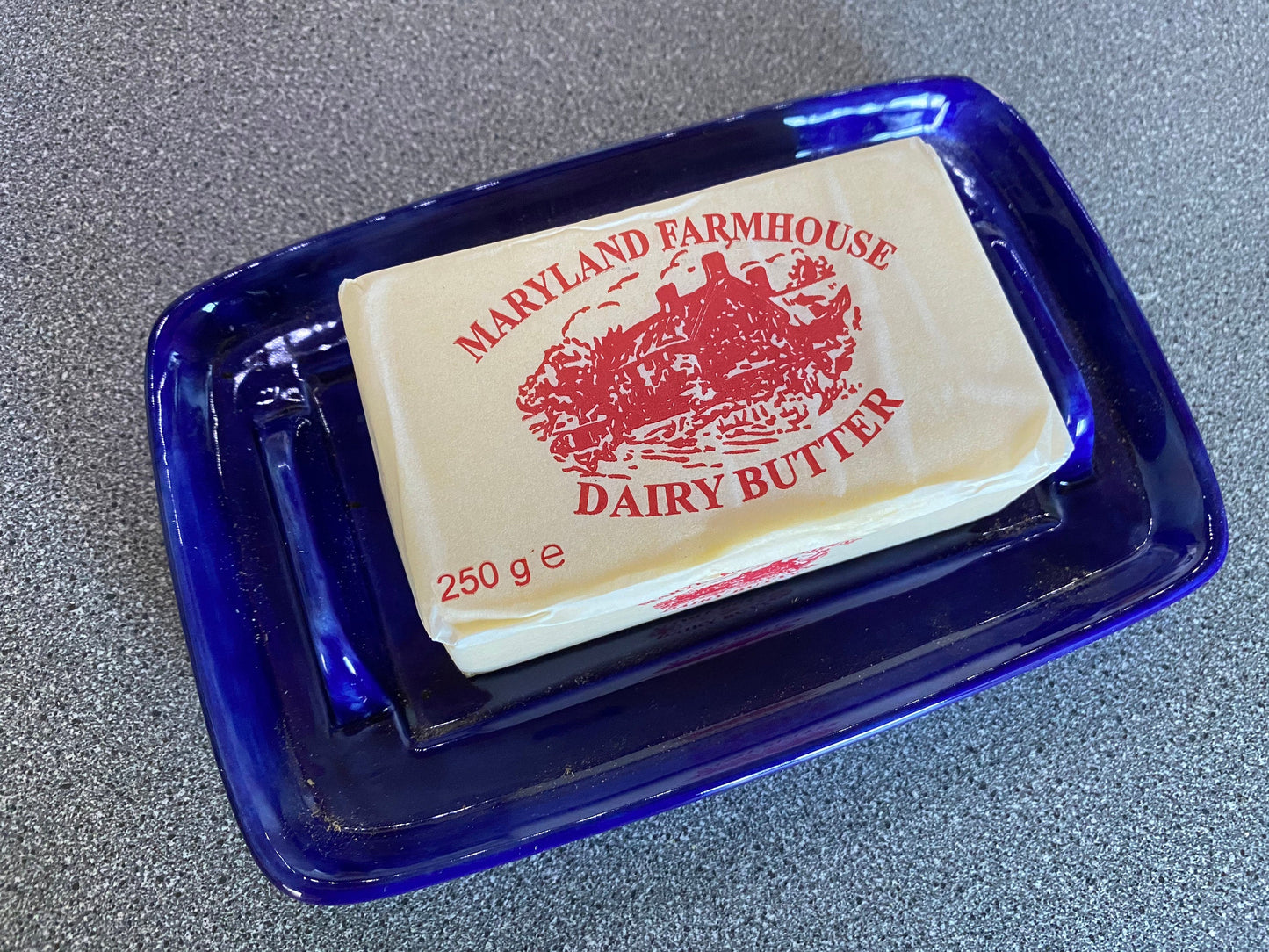 Handmade Butter Dish with Confetti Glaze - PeterBowenArt