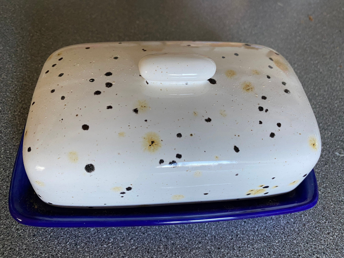 Handmade Butter Dish with Confetti Glaze - PeterBowenArt