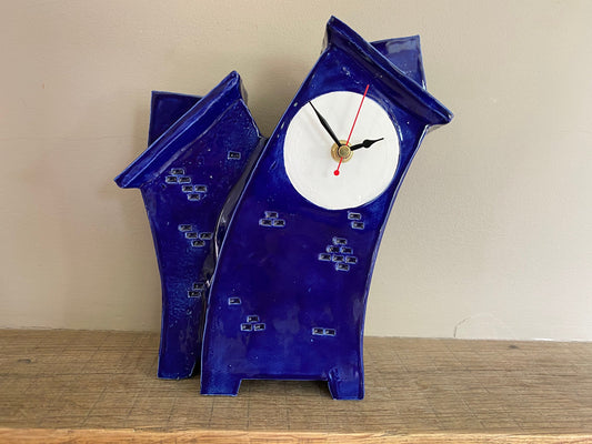Ceramic Clock, Tabletop Clock, Shelf Clock, Double Clock - PeterBowenArt