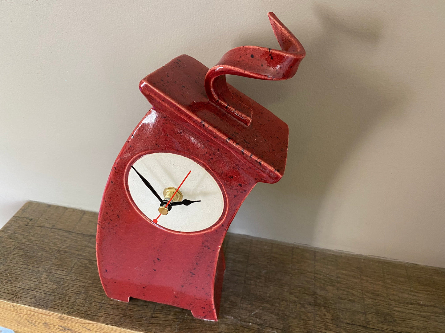 Table Clock, Red Clock, Shelf Clock, Mantle Clock - PeterBowenArt