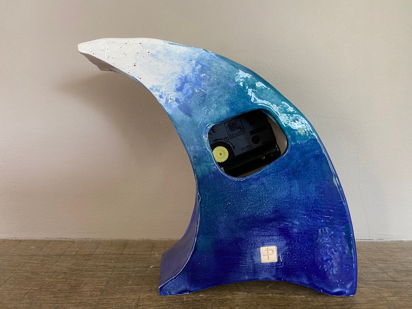 Tabletop Clock, Wave Handmade Ceramic Design