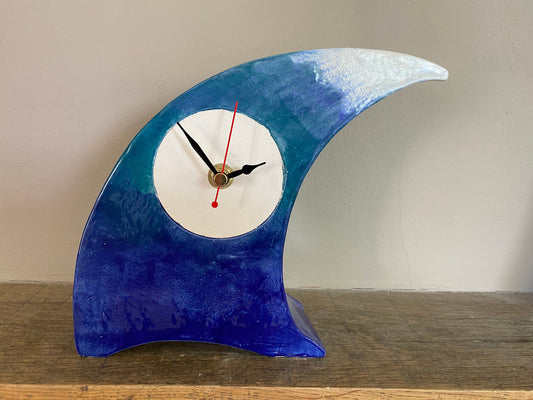 Tabletop Clock, Wave Handmade Ceramic Design