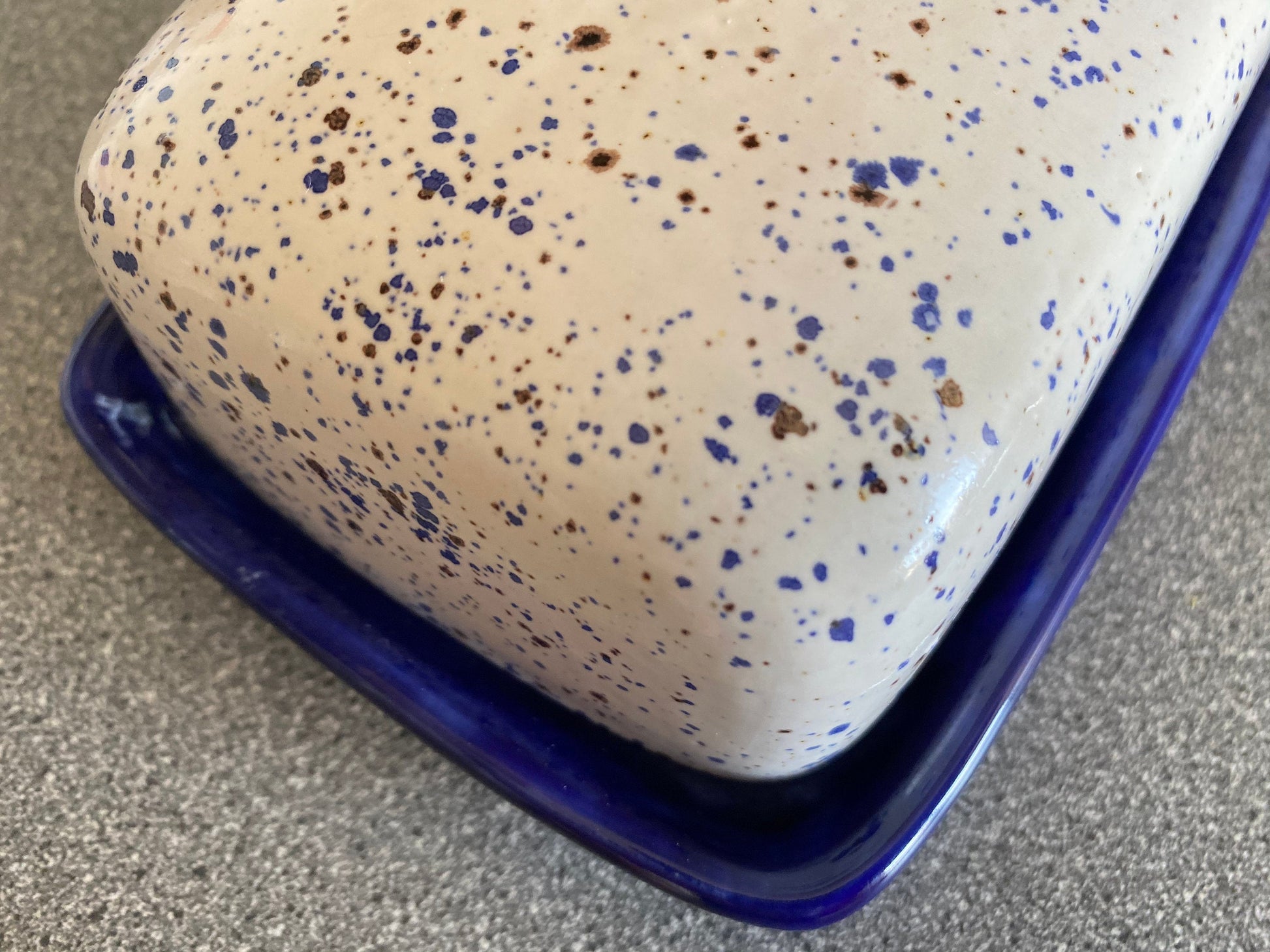 Speckled Blue Butter Dish