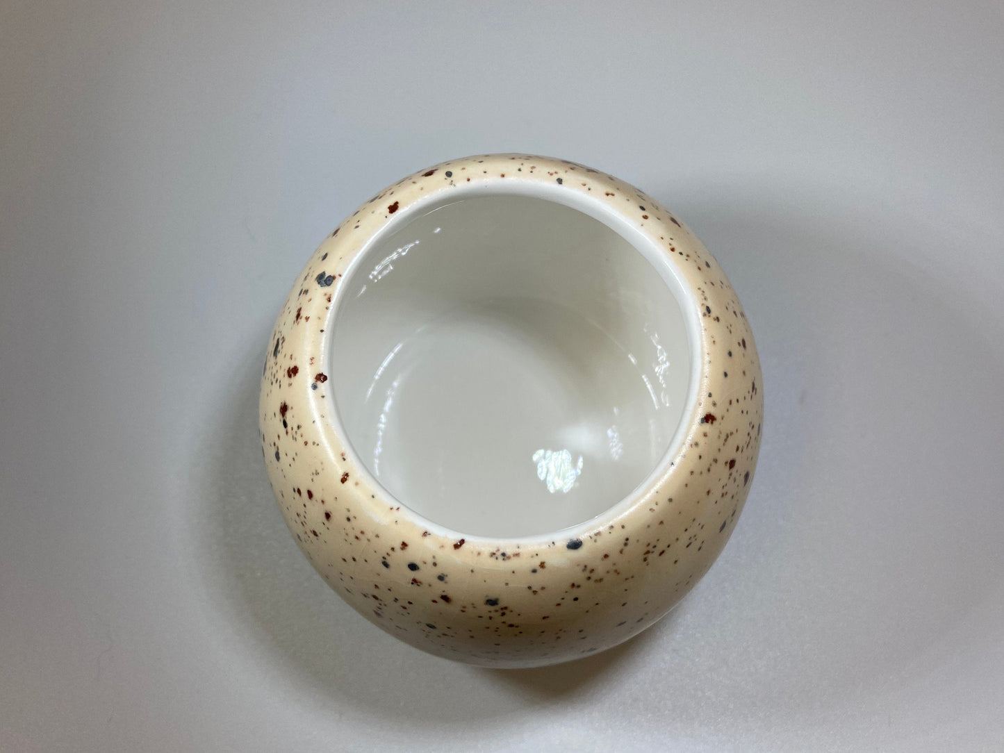 Sugar Bowl with Spoon Honey Speckle Glaze - PeterBowenArt