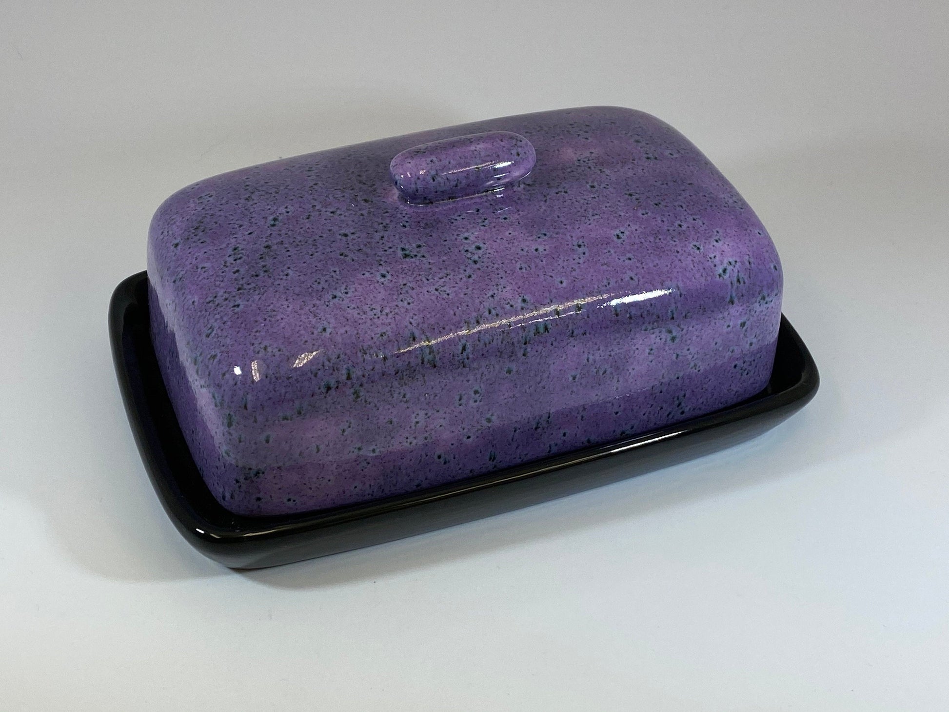 Butter Dish with Purple Speckle Lid - PeterBowenArt