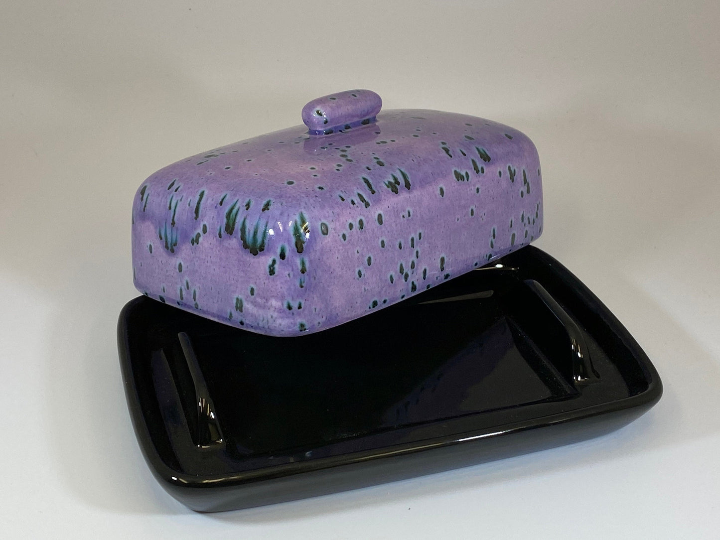 Butter Dish with Purple Speckle Lid - PeterBowenArt