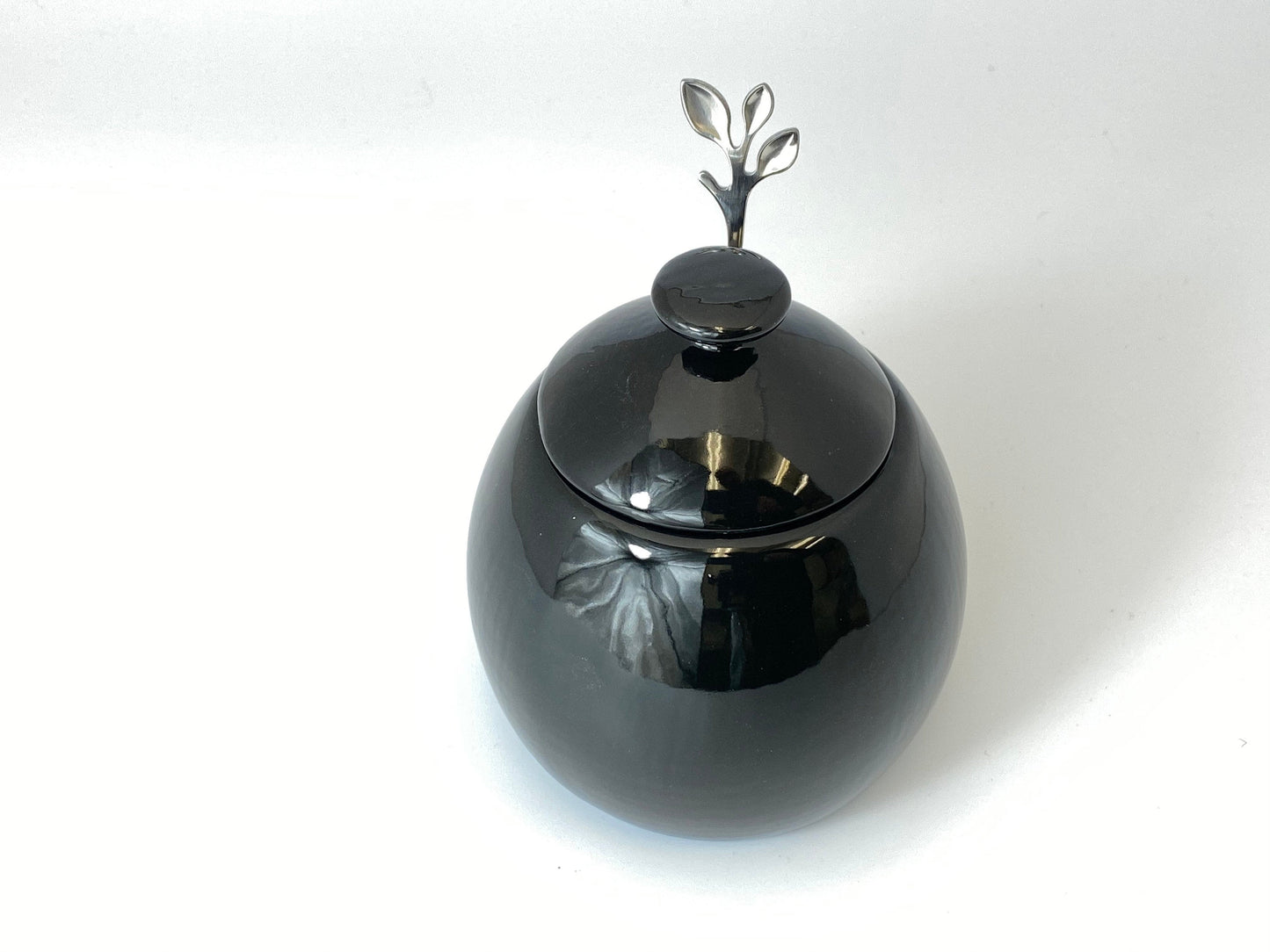 Butter Dish and Sugar Bowl Set - Jet Black Glaze - PeterBowenArt