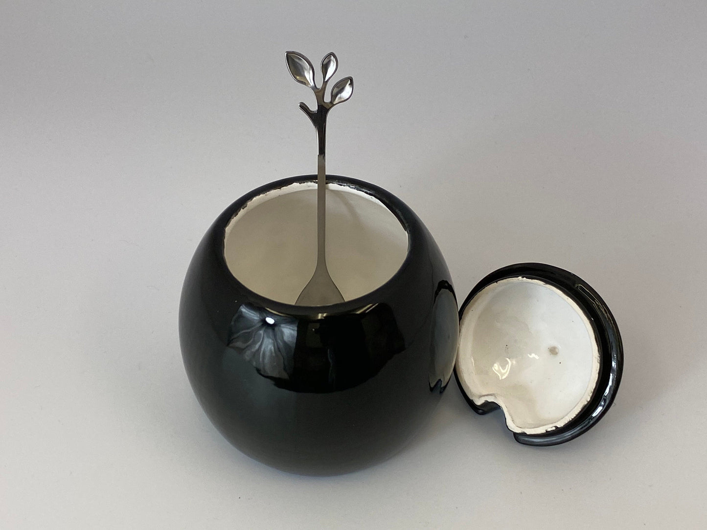 Butter Dish and Sugar Bowl Set - Jet Black Glaze - PeterBowenArt