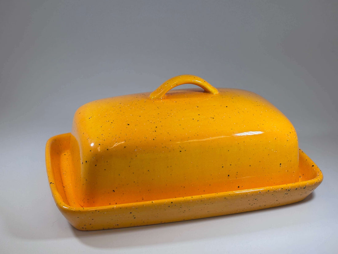 Stoneware Yellow Butter Dish beautifully handcrafted