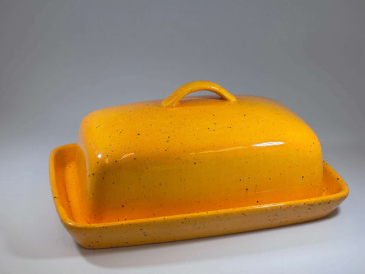 Stoneware Yellow Butter Dish beautifully handcrafted