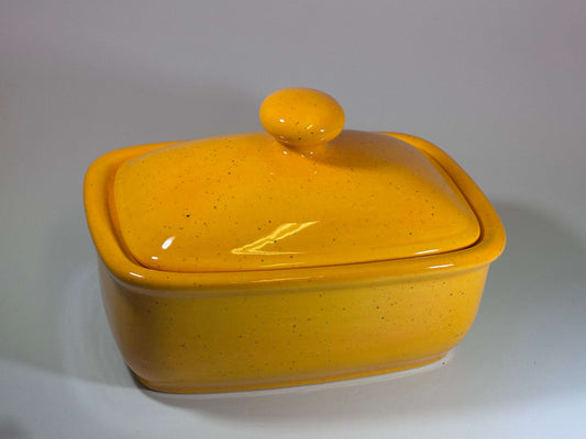 Butter Dish with Lid - Speckled Yellow