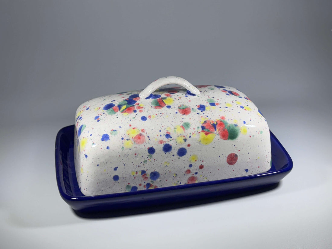 Stoneware Butter Dish with Celebration Glaze