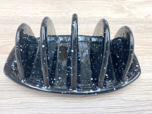 Ceramic Toast Rack Speckled Black Glaze