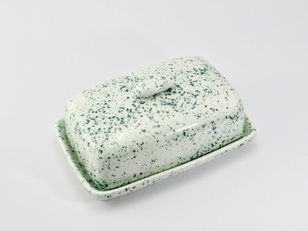 Speckled Green Butter Dish and Lid