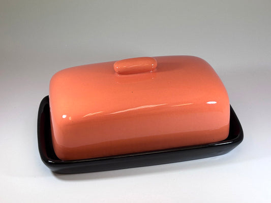 Black Butter Dish with Orange Lid