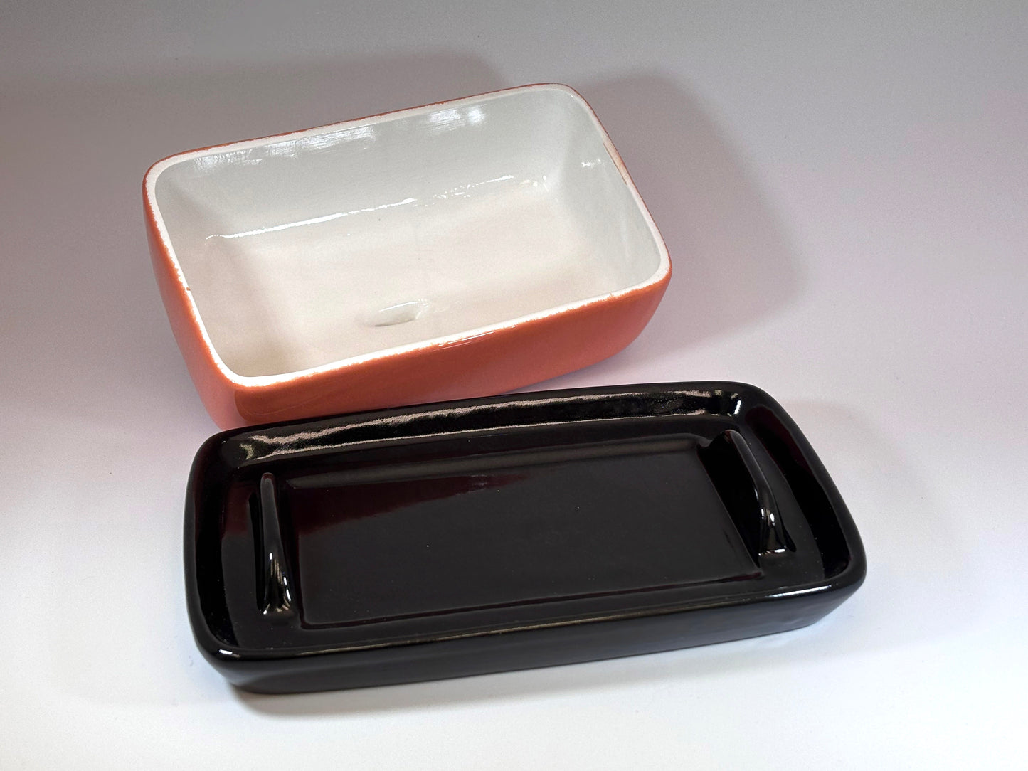 Black Butter Dish with Orange Lid