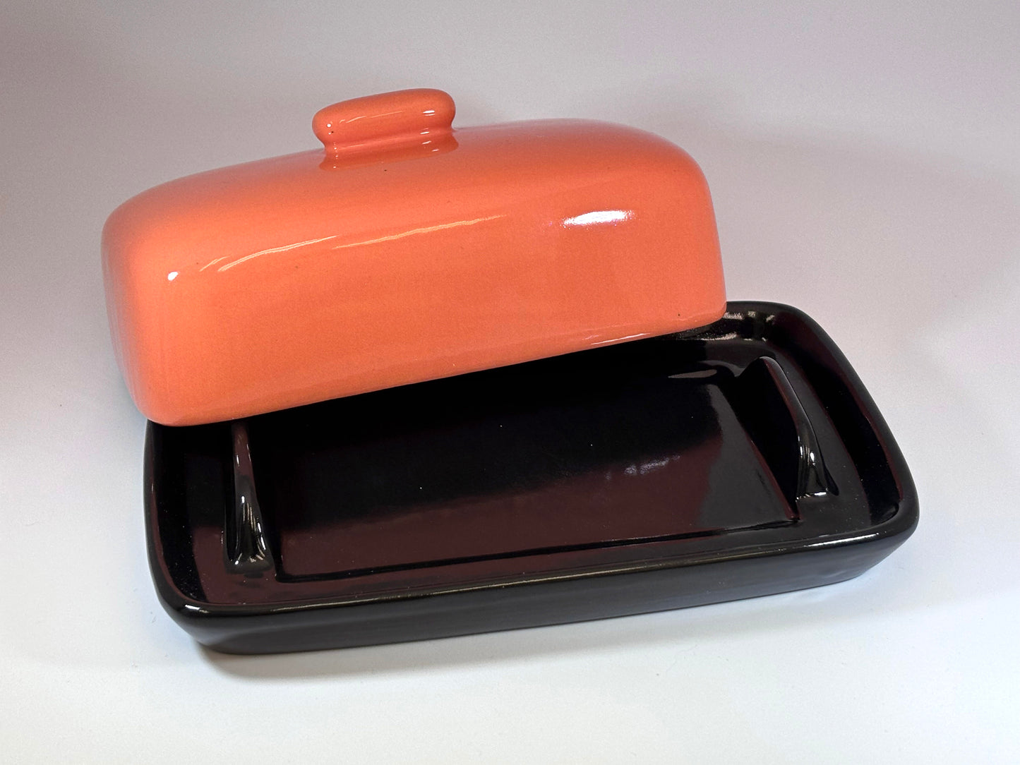 Black Butter Dish with Orange Lid