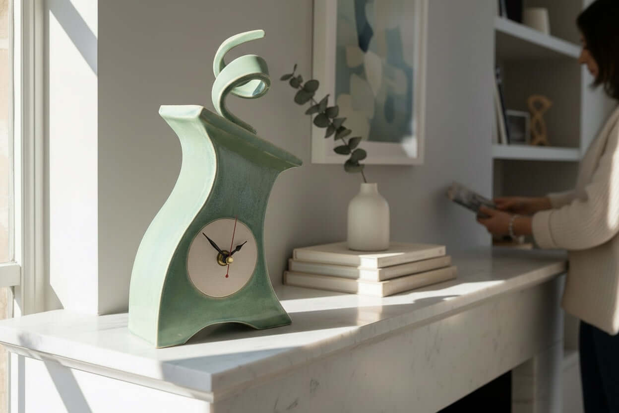 Cornish Copper Ceramic Clock Handmade
