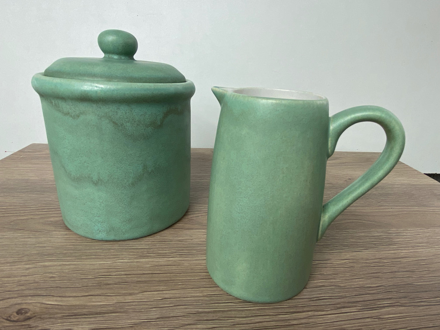 Cornish Copper Canister and Milk Jug side view